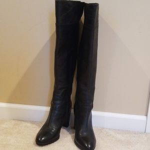 Black Leather Knee High Boots
